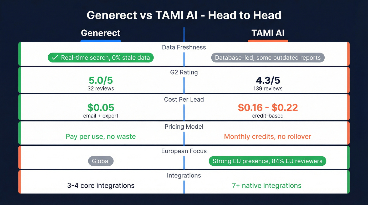 Generect vs TAMI AI head-to-head comparison diagram