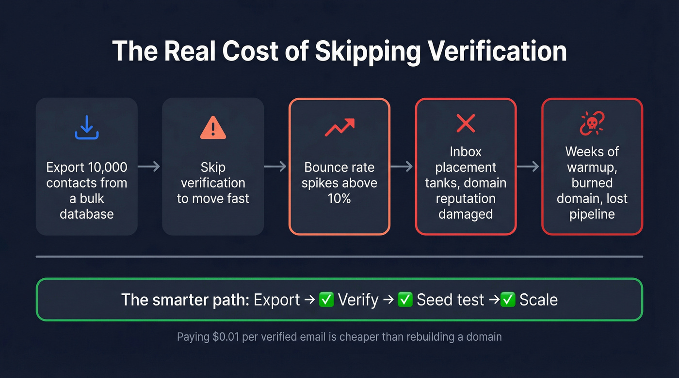 What happens when you skip email verification before sending