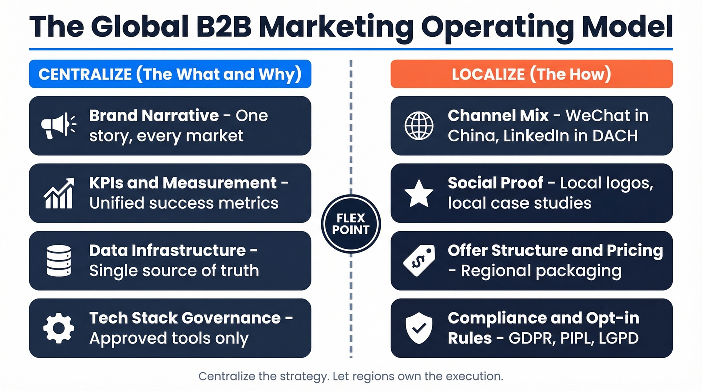 Centralize vs localize framework for global B2B marketing