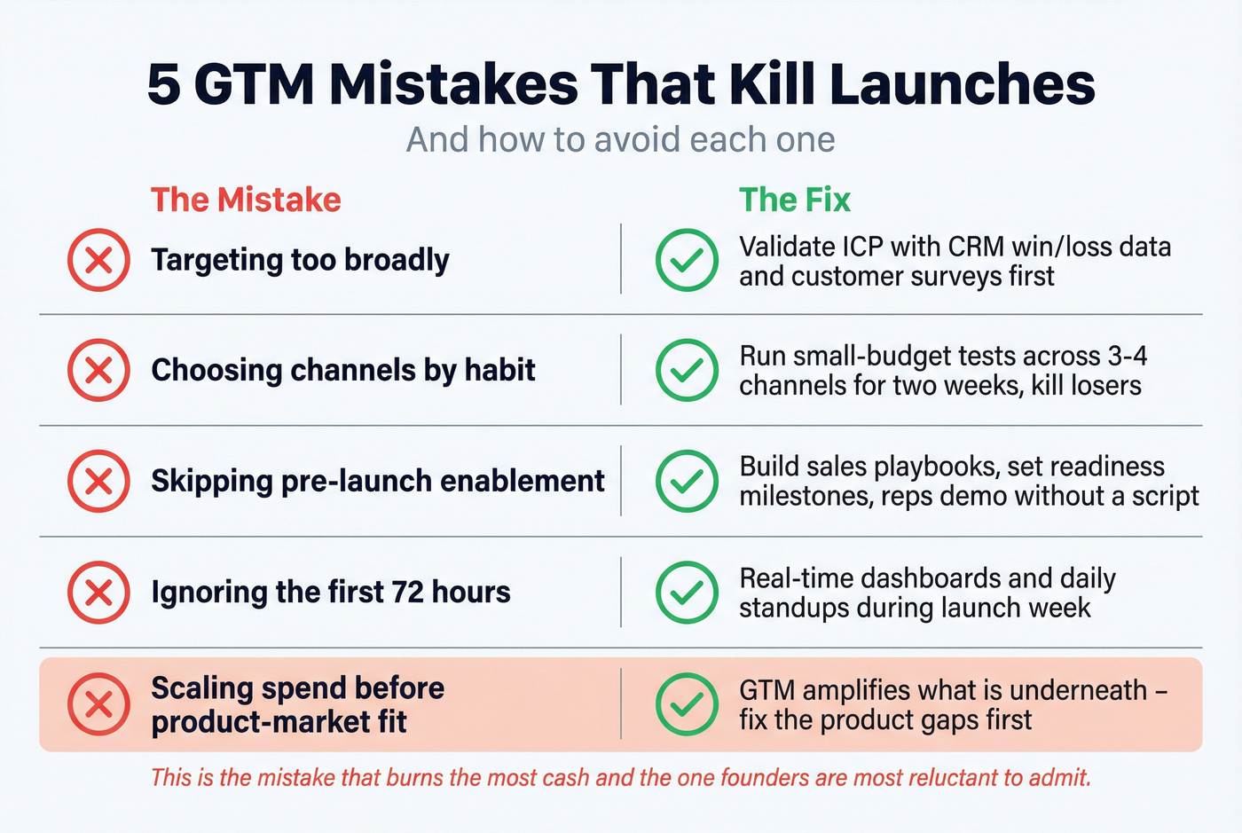 Five common GTM launch mistakes with warning signs