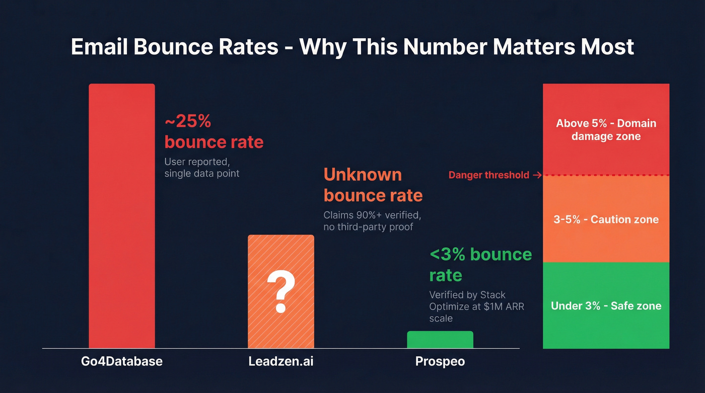 Email bounce rate comparison across all three tools