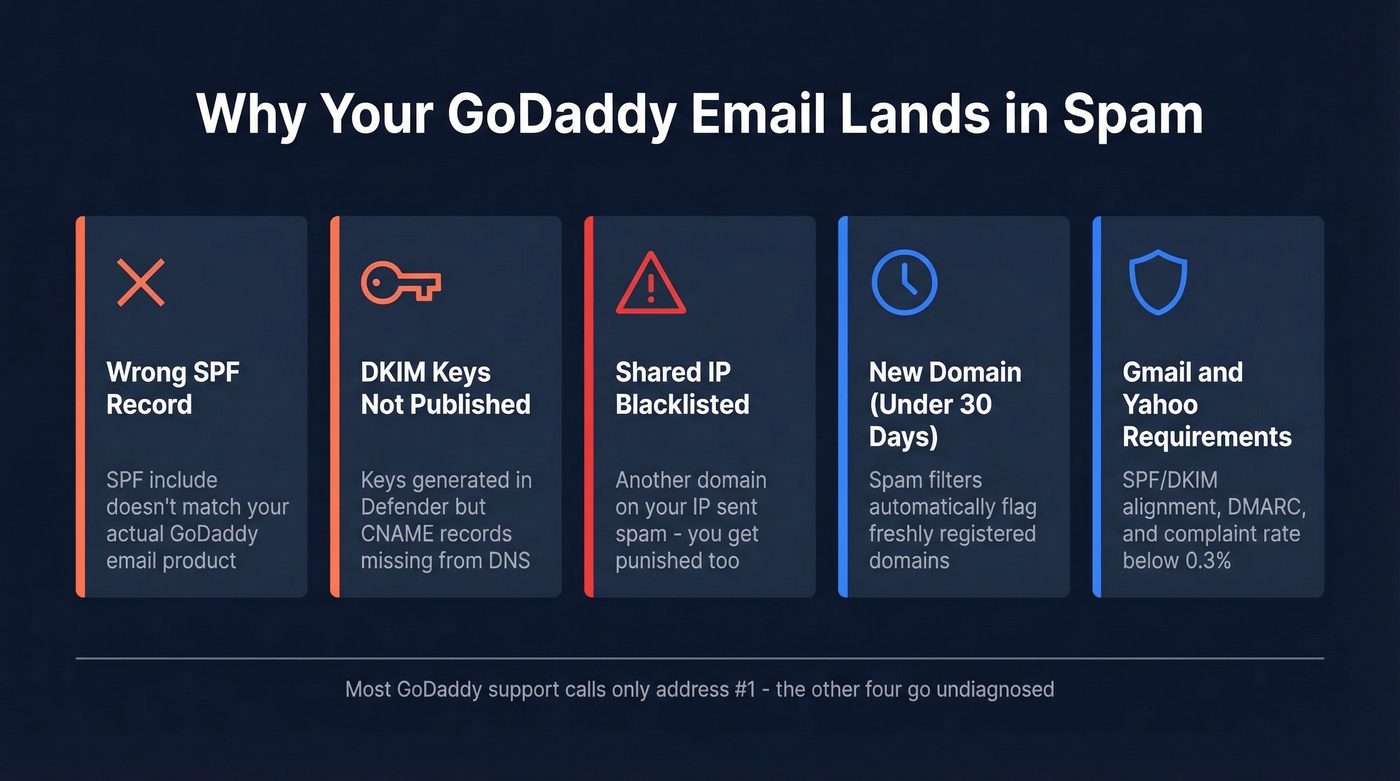Five root causes why GoDaddy emails land in spam