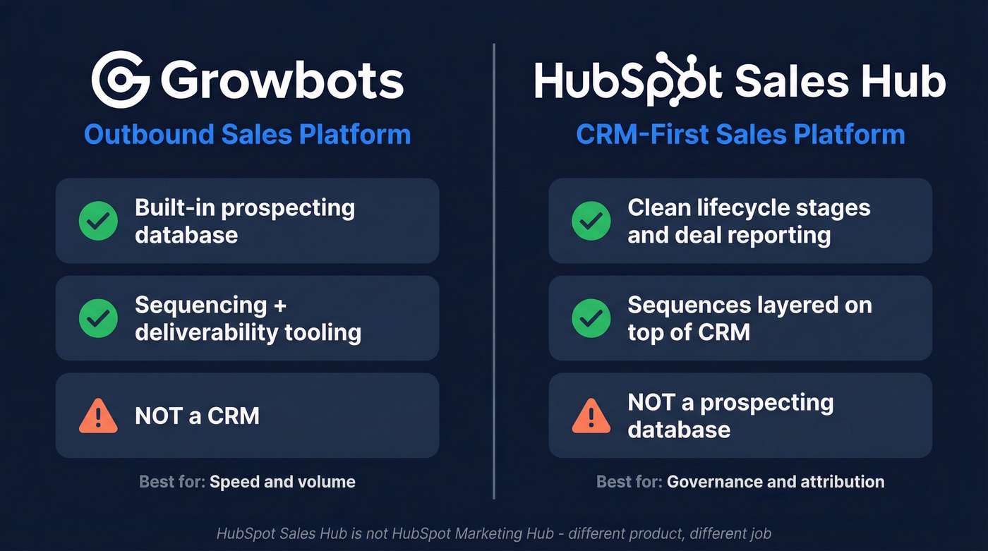 Growbots vs HubSpot identity and role comparison