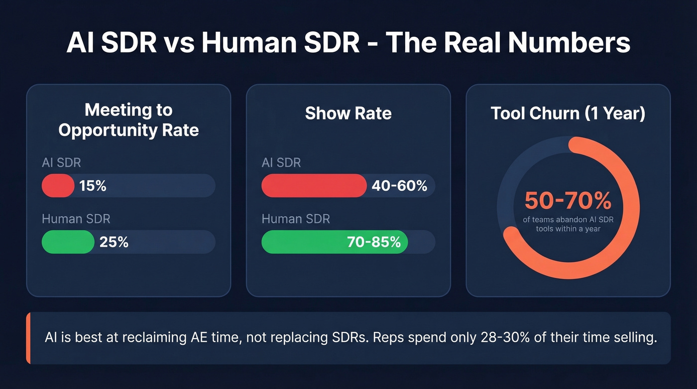 AI SDR performance benchmarks versus human SDRs