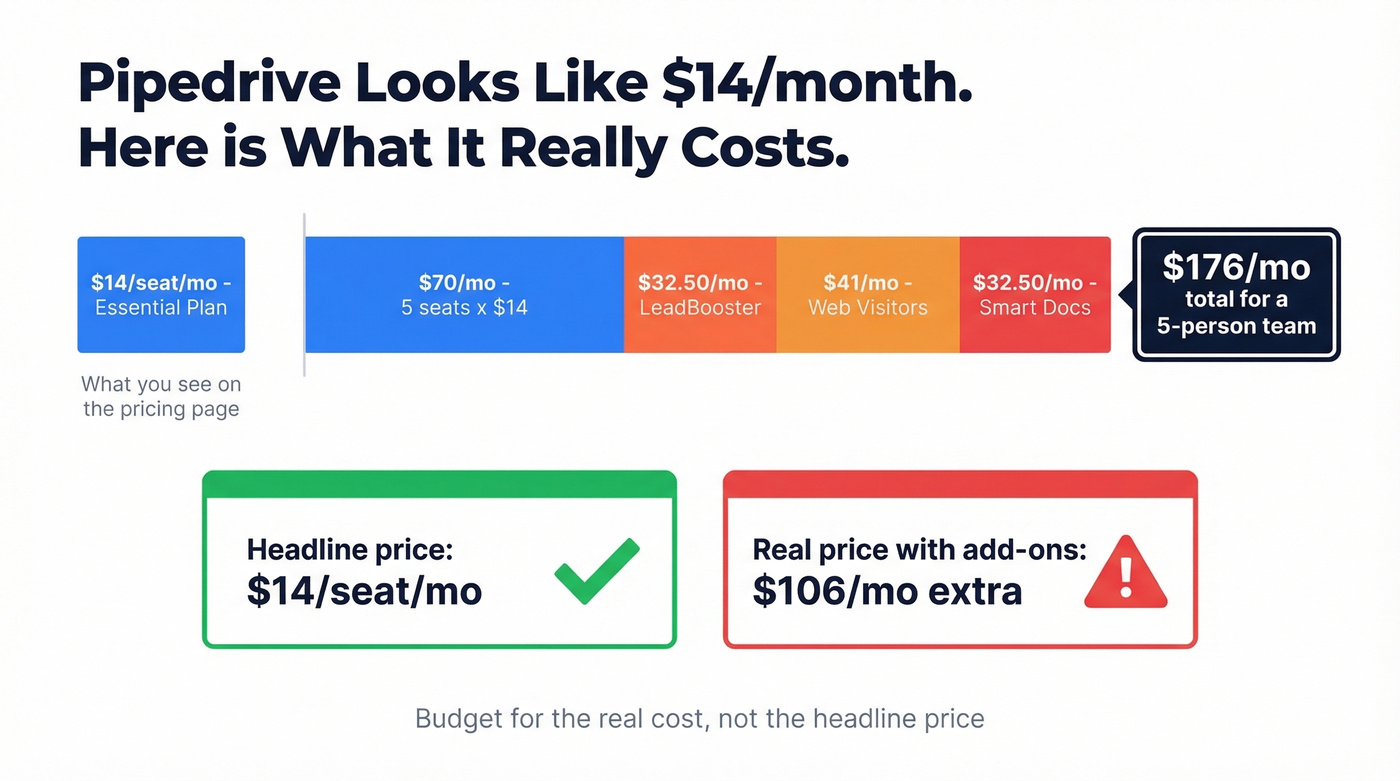 Pipedrive real cost breakdown with add-ons