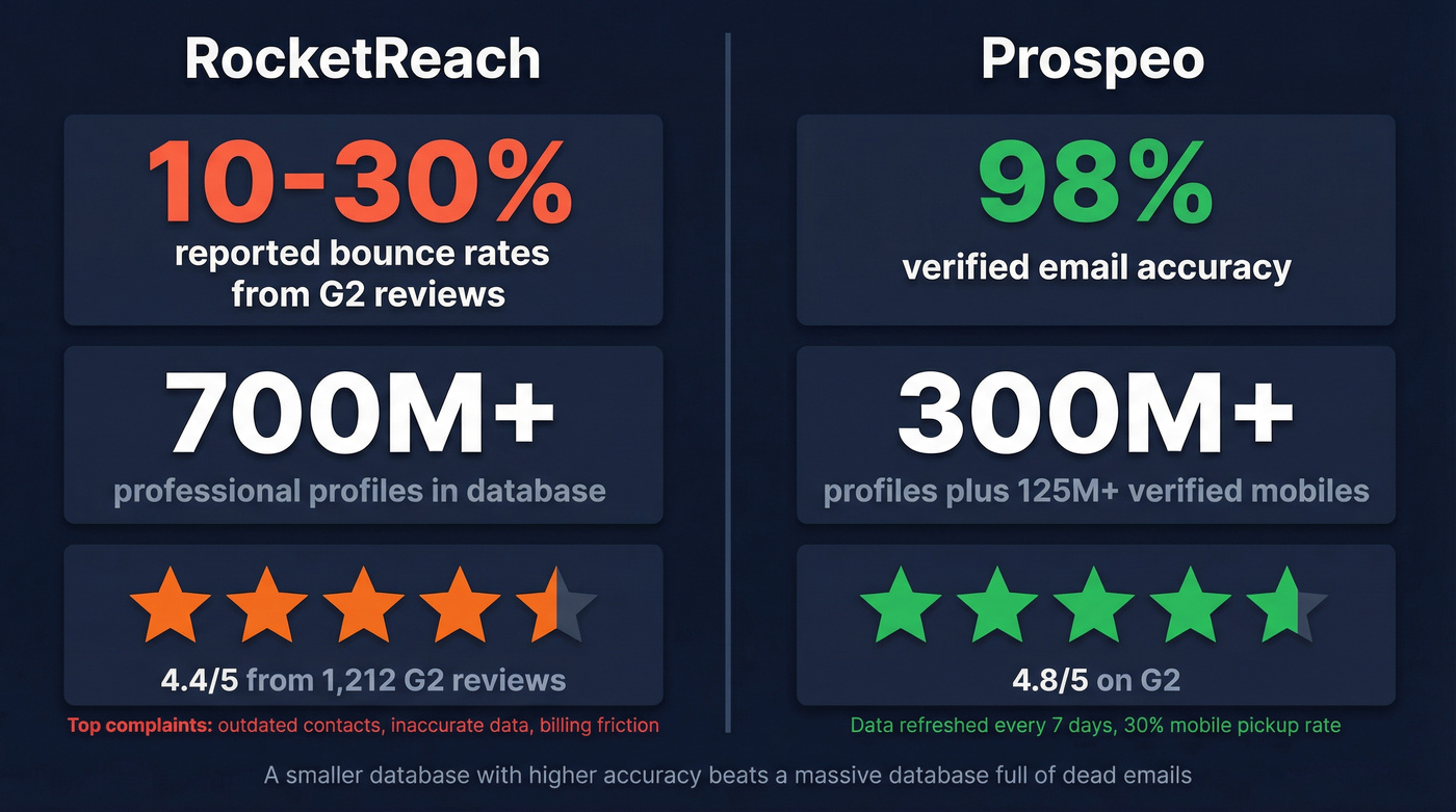 Email accuracy and bounce rate comparison stat card