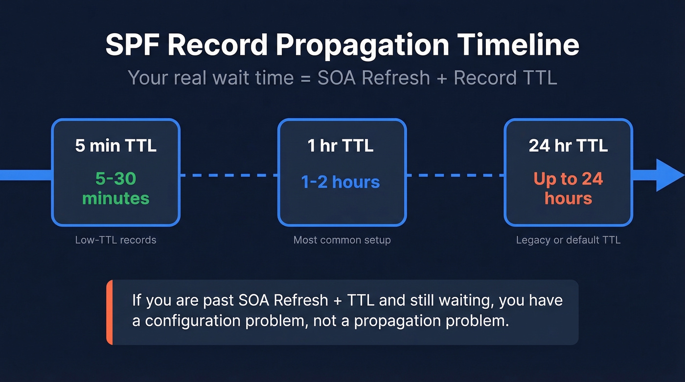 SPF record propagation timeline by TTL value