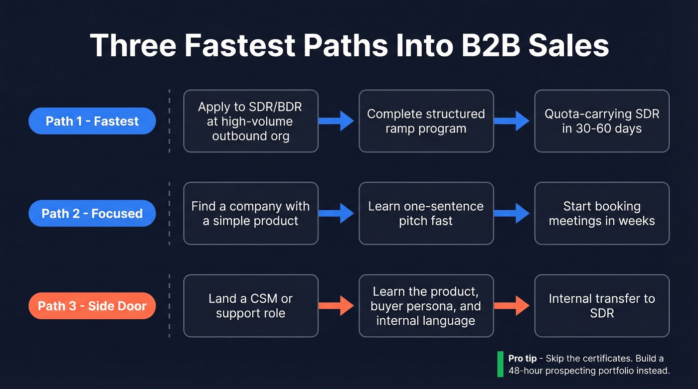 Three fastest career paths into B2B sales
