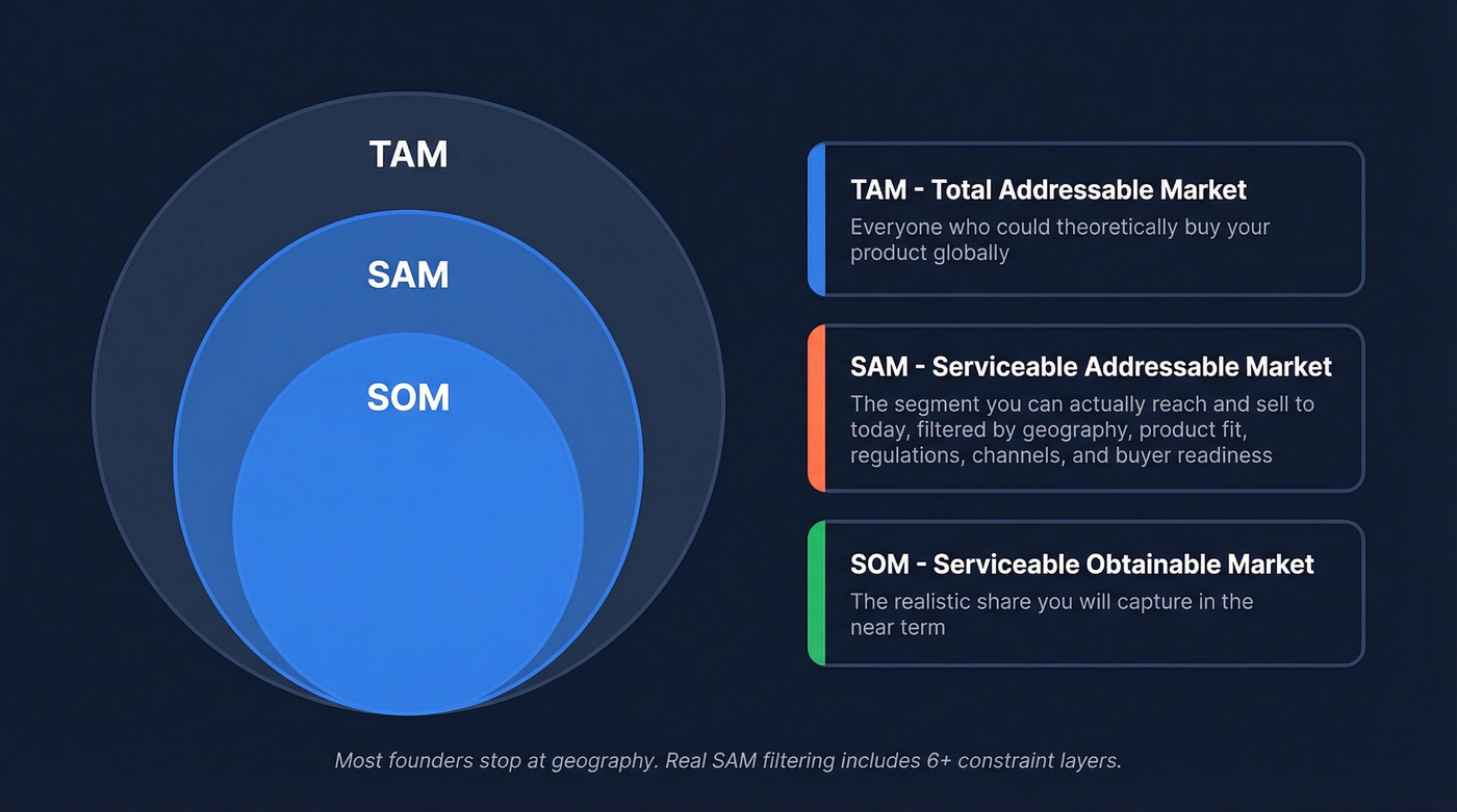 TAM SAM SOM concentric circles with definitions