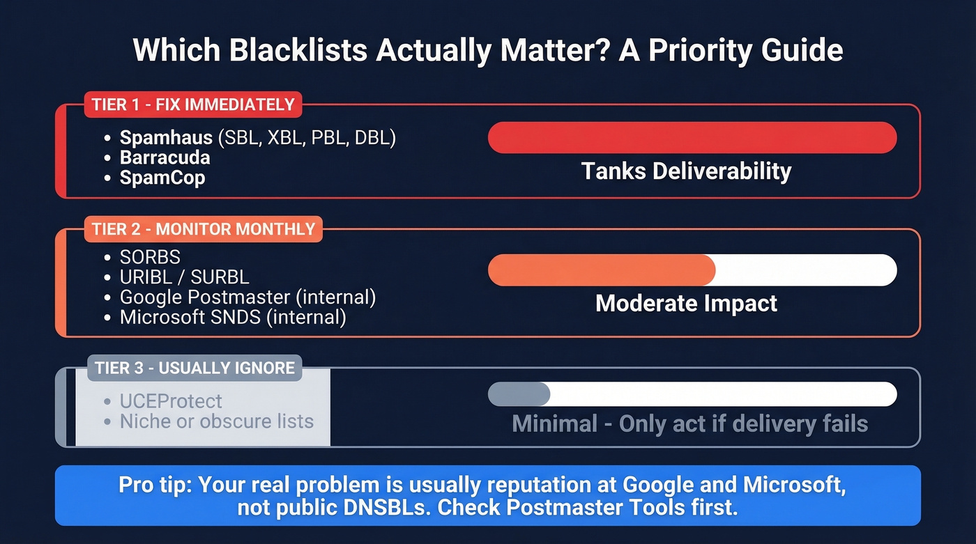 Tiered blacklist impact chart showing priority levels