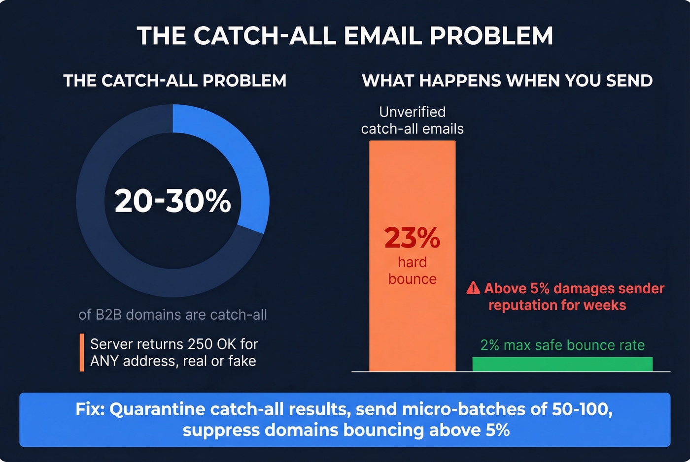 Catch-all email statistics and bounce risk visualization