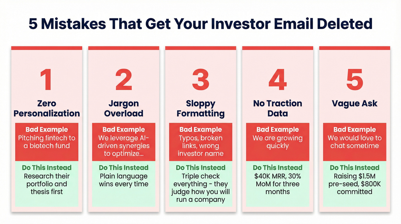 Five cold email mistakes that get investor emails deleted