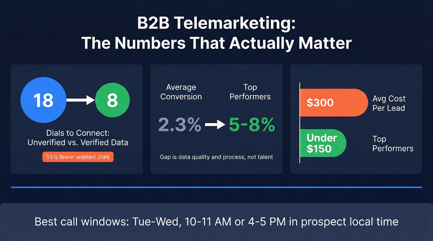 Key B2B telemarketing benchmarks and data quality impact