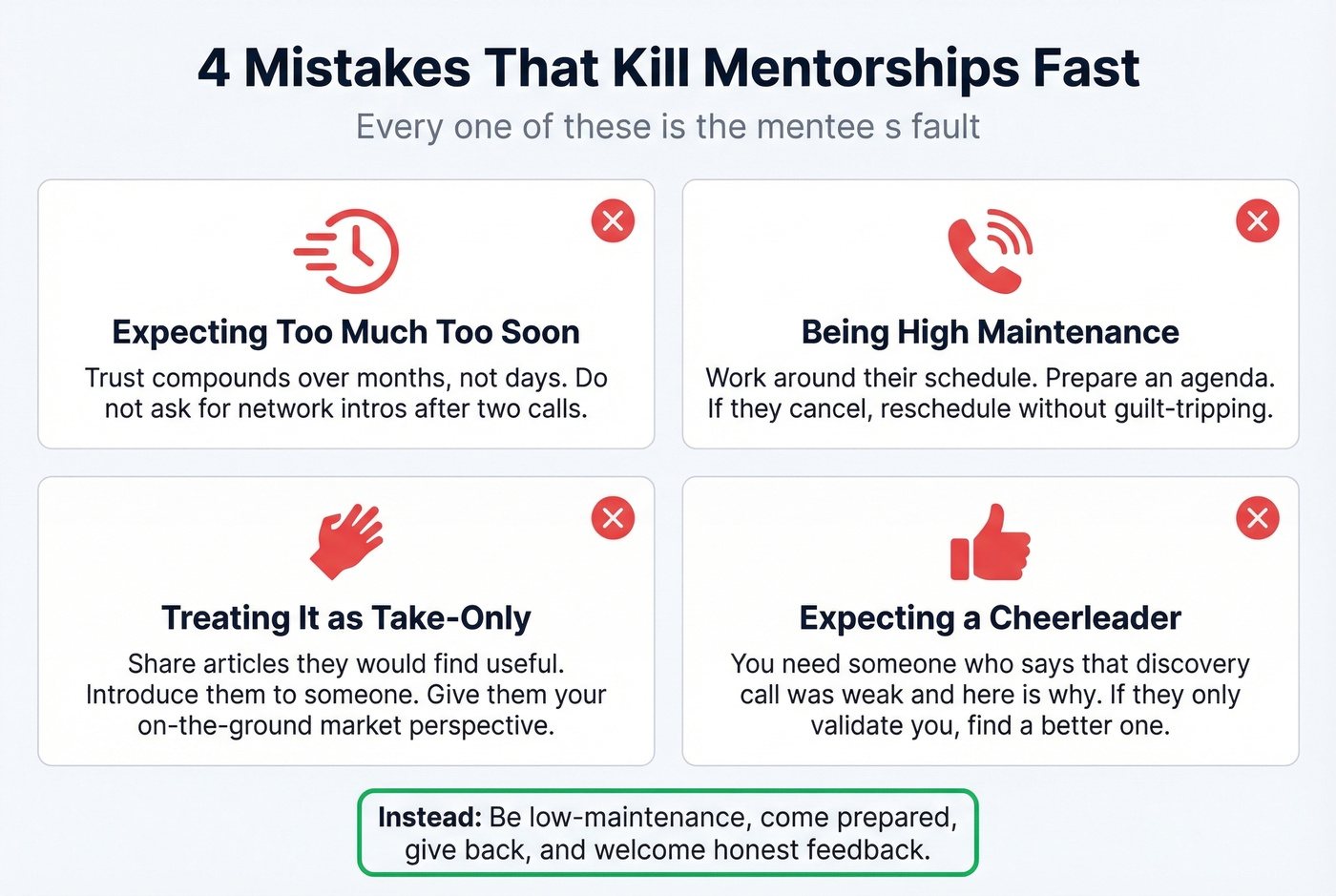 Four common mistakes that destroy sales mentorships