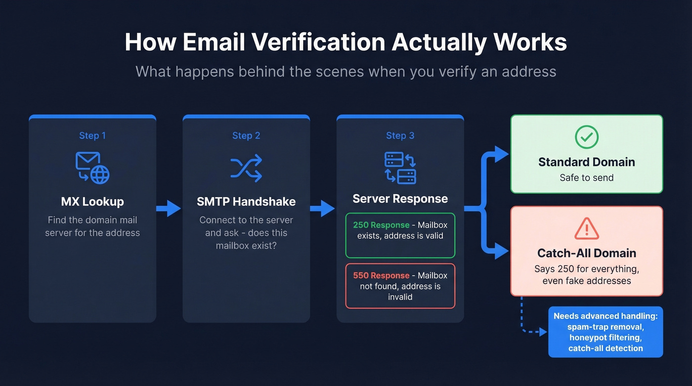 SMTP email verification process with catch-all handling