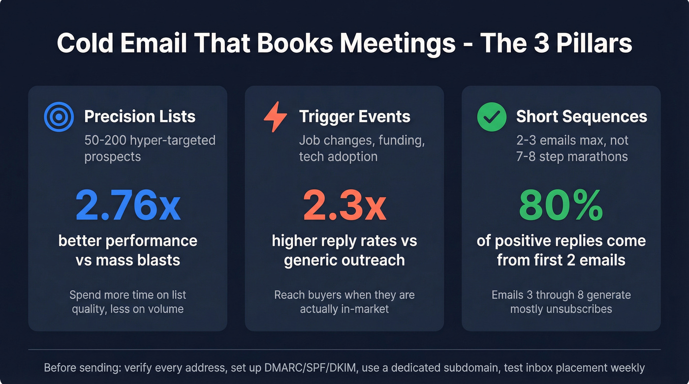 Three pillars of cold email that books meetings
