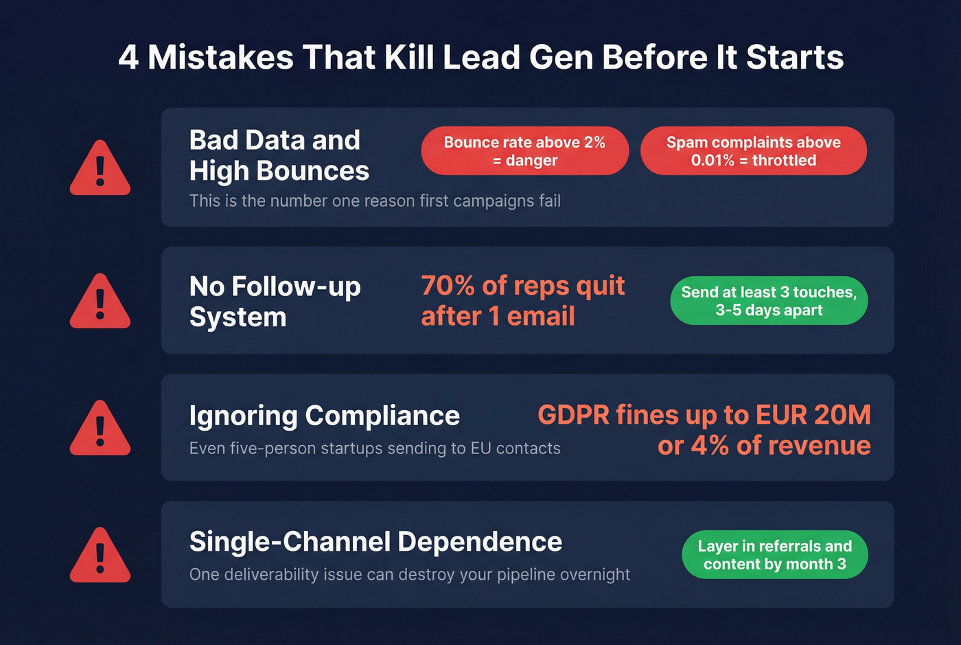 Four common lead gen mistakes with warning thresholds