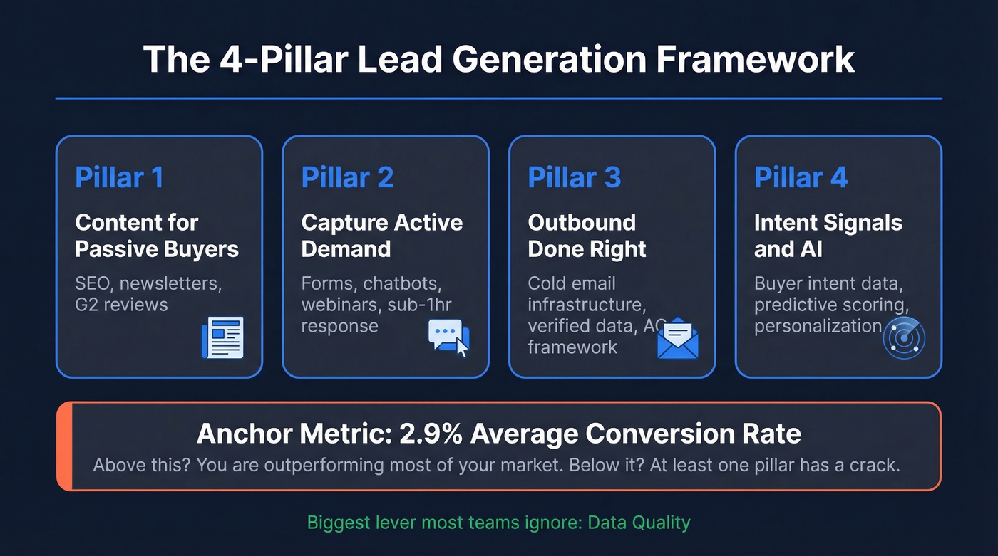 Four-pillar lead generation framework with anchor metric