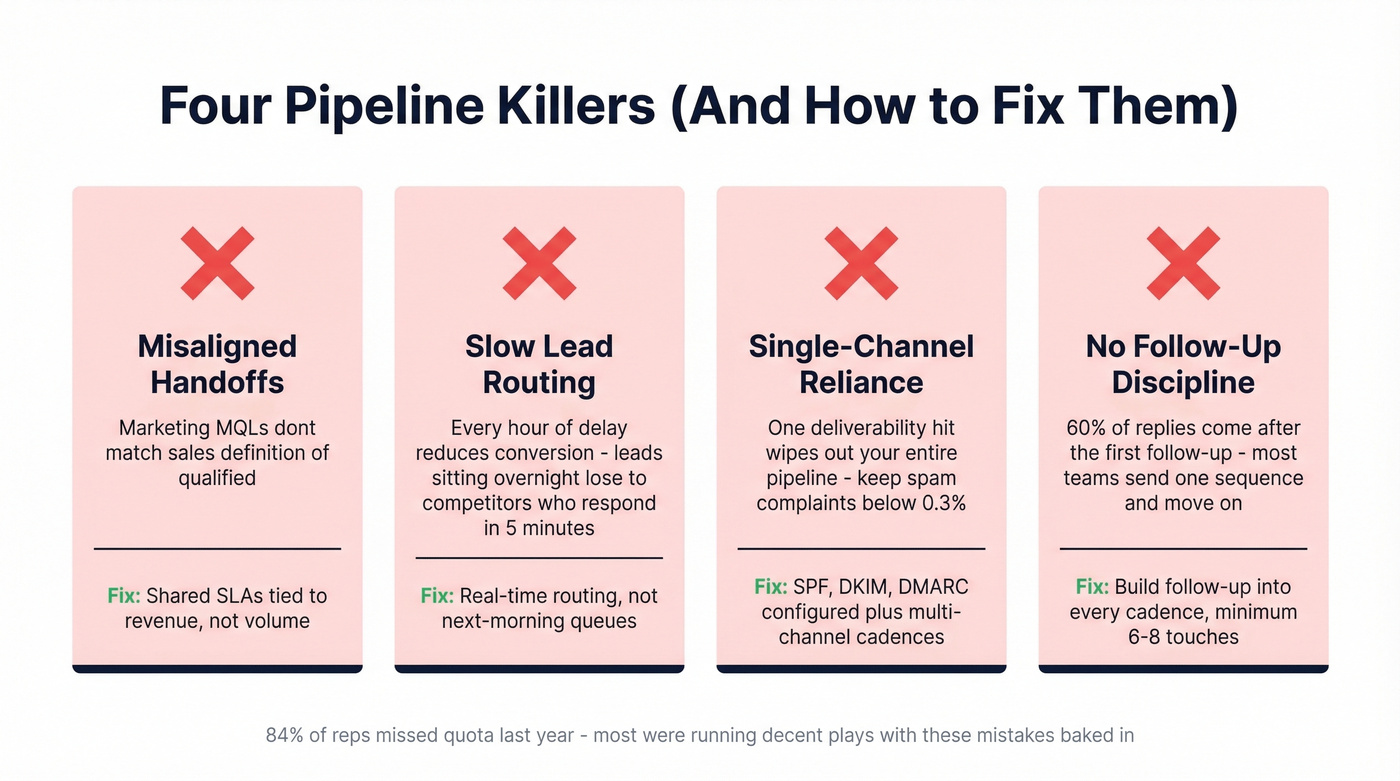 Four pipeline killers with impact stats and fixes