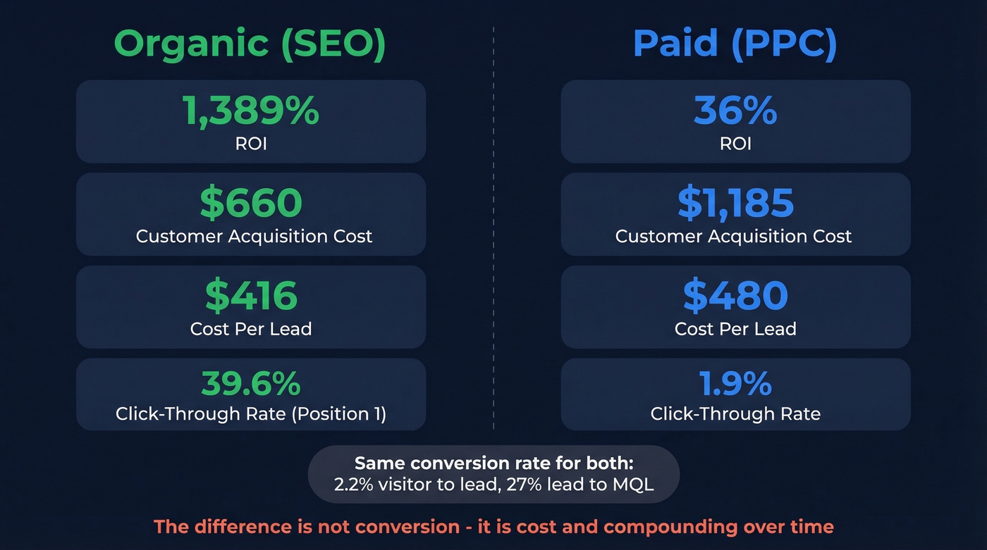 Organic vs paid real estate lead generation ROI comparison