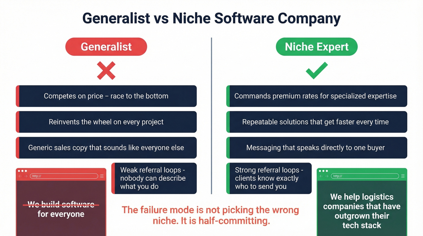 Generalist versus niche software company positioning comparison