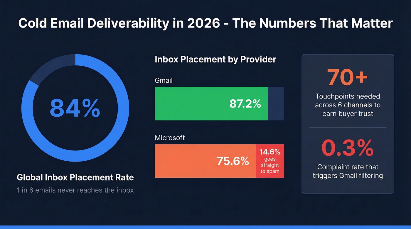 Cold email deliverability stats and inbox placement rates