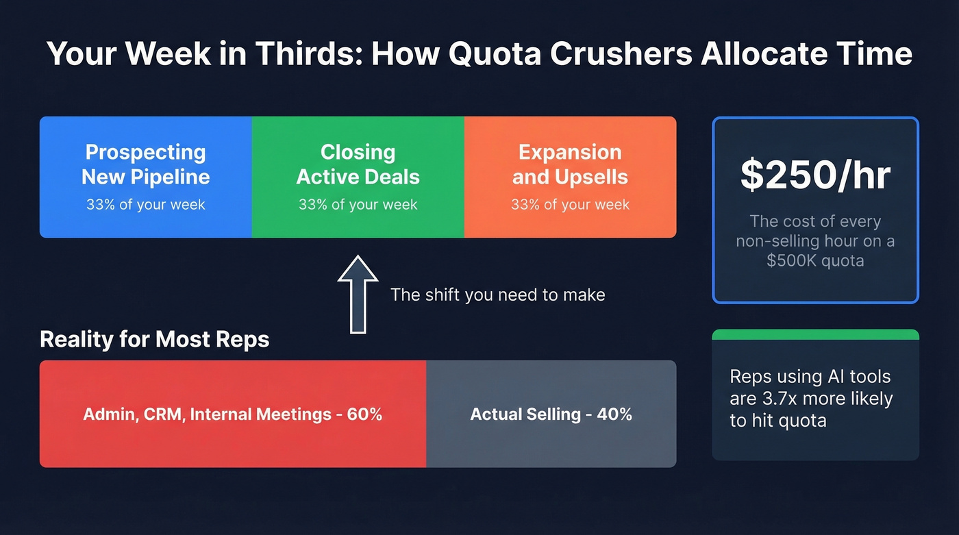 Ideal weekly time allocation for quota-hitting sales reps