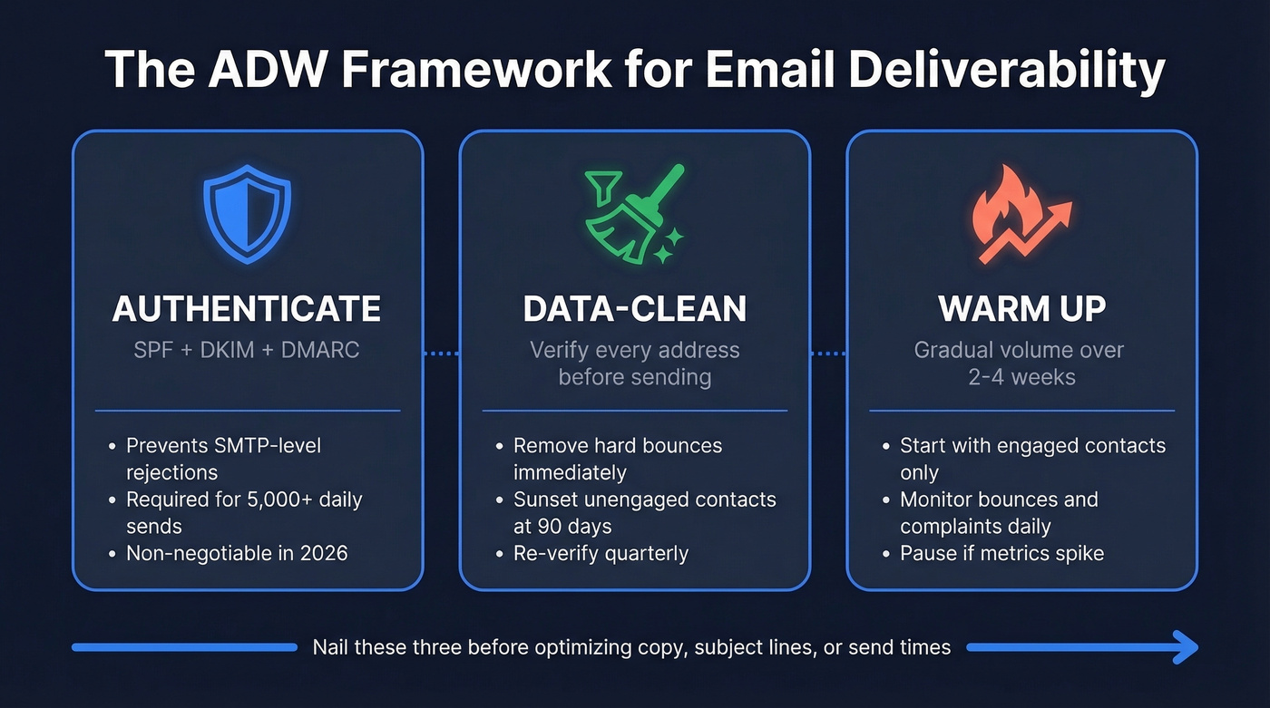 ADW Framework three pillars for email deliverability