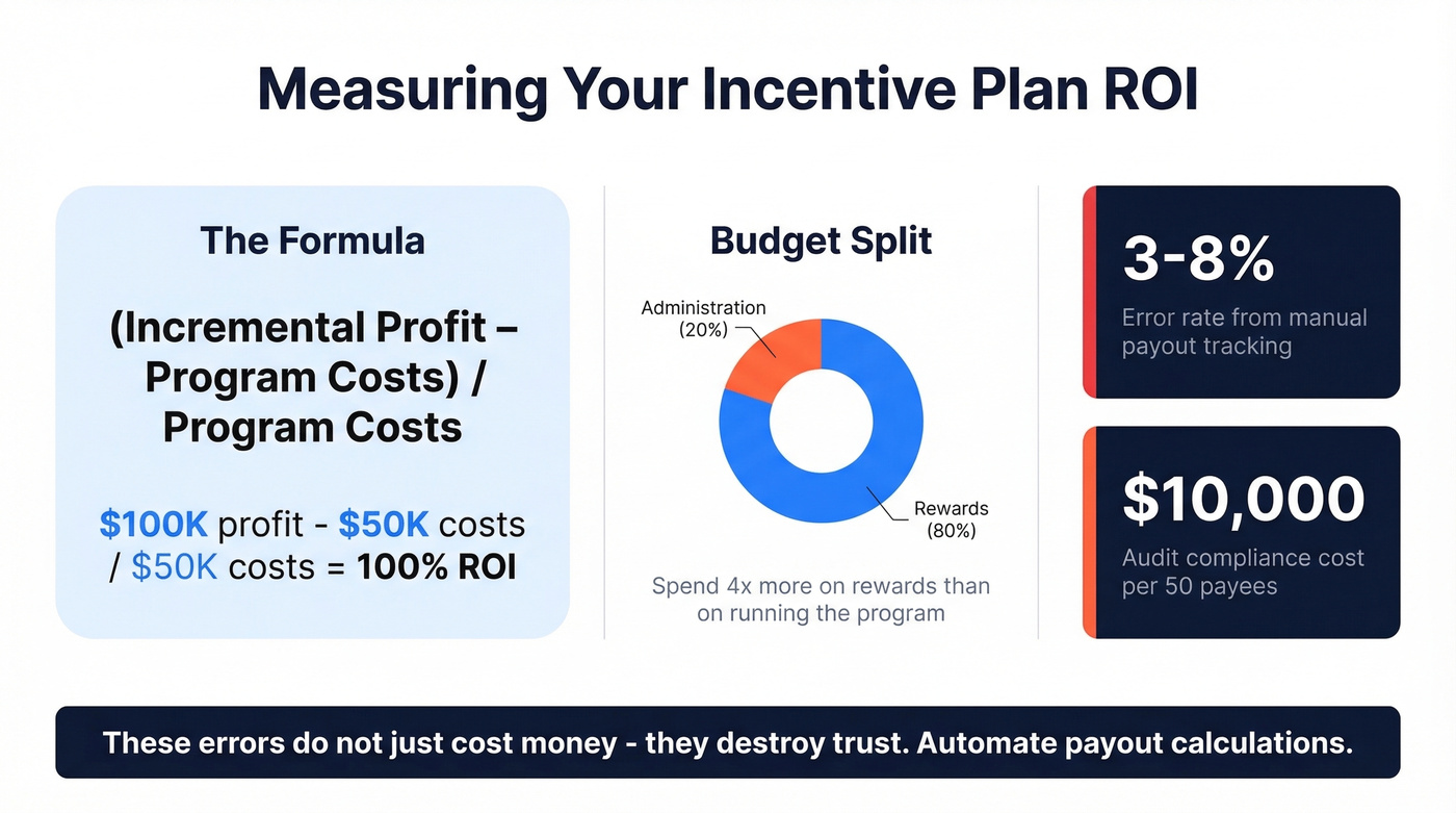 Incentive ROI formula with budget breakdown and error rates