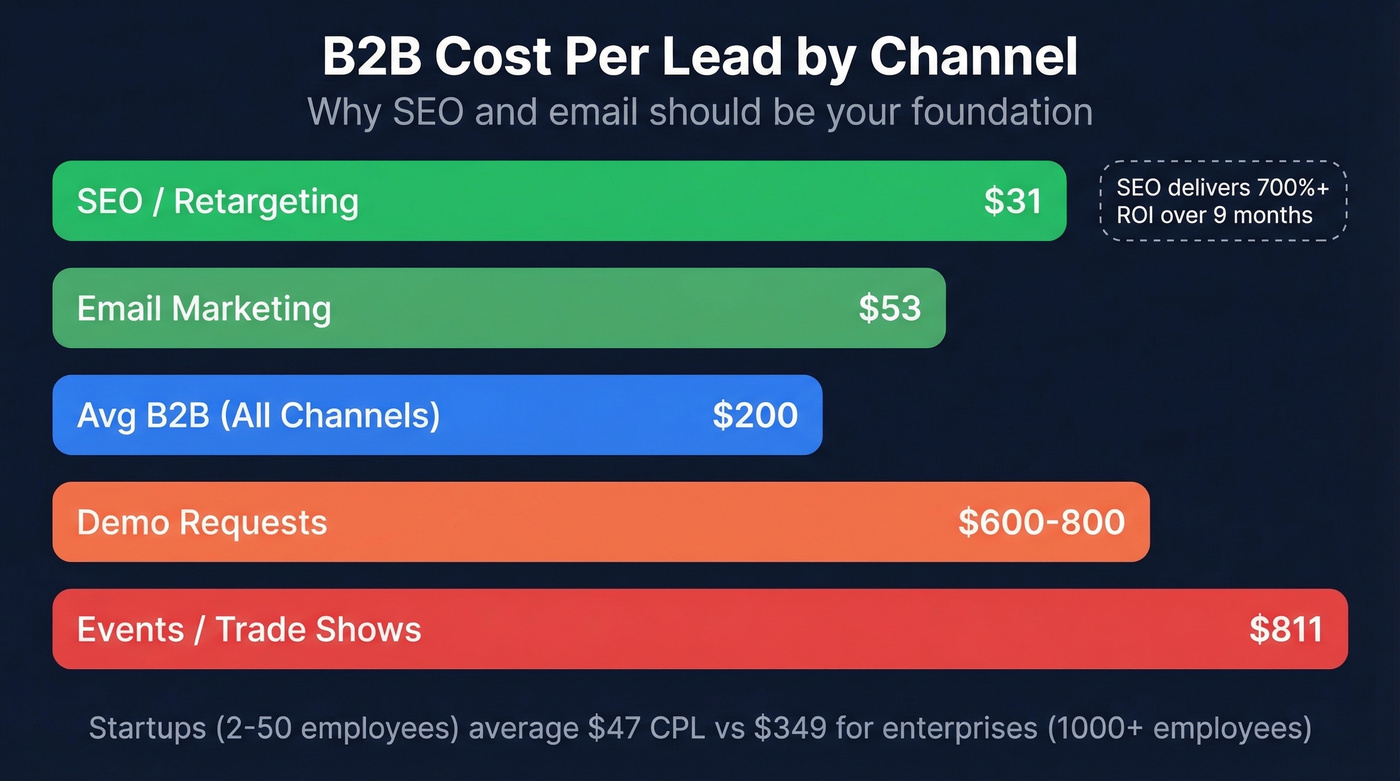 Cost per lead by channel comparison chart
