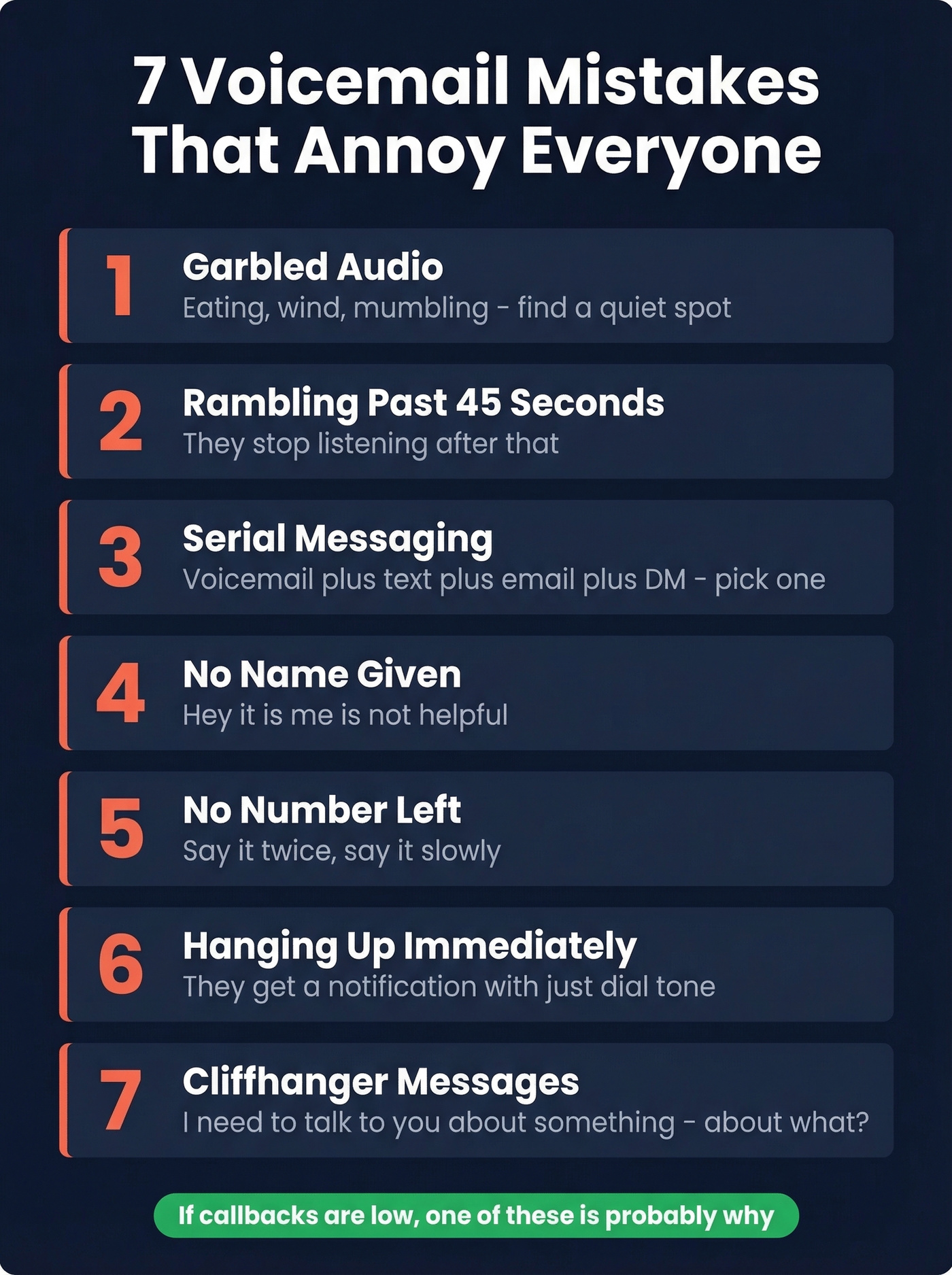 Seven common voicemail mistakes visual checklist