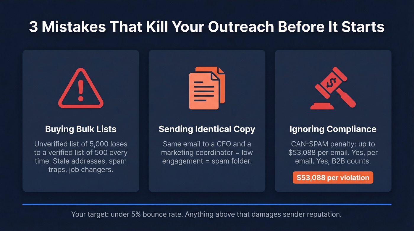 Three outreach killers with penalty stats and bounce thresholds