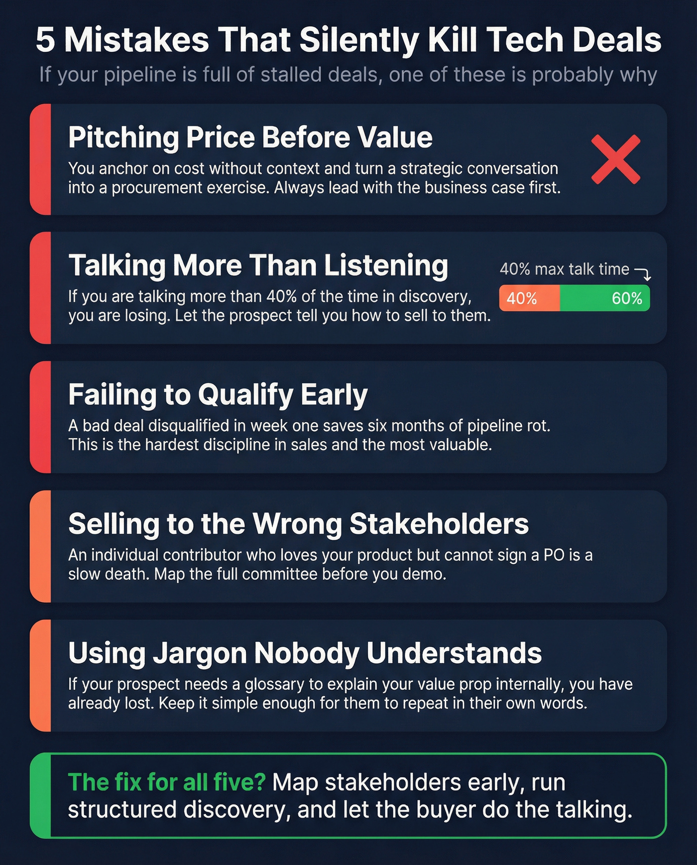 Five deal-killing mistakes with warning indicators