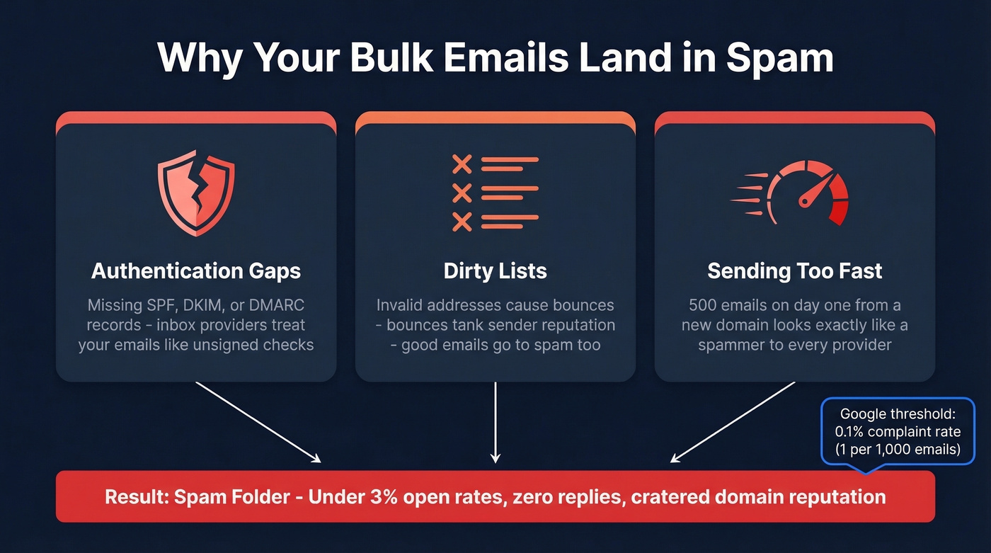 Three root causes why emails land in spam