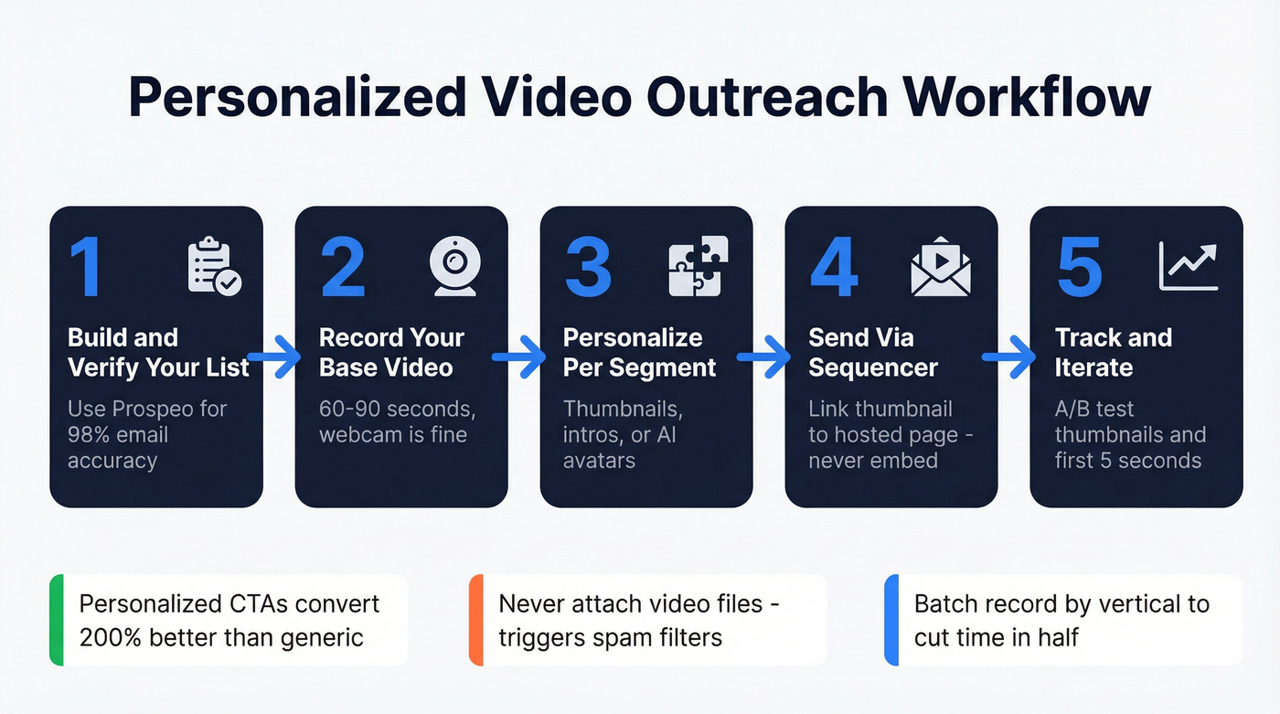 Five-step workflow for personalized video outreach at scale