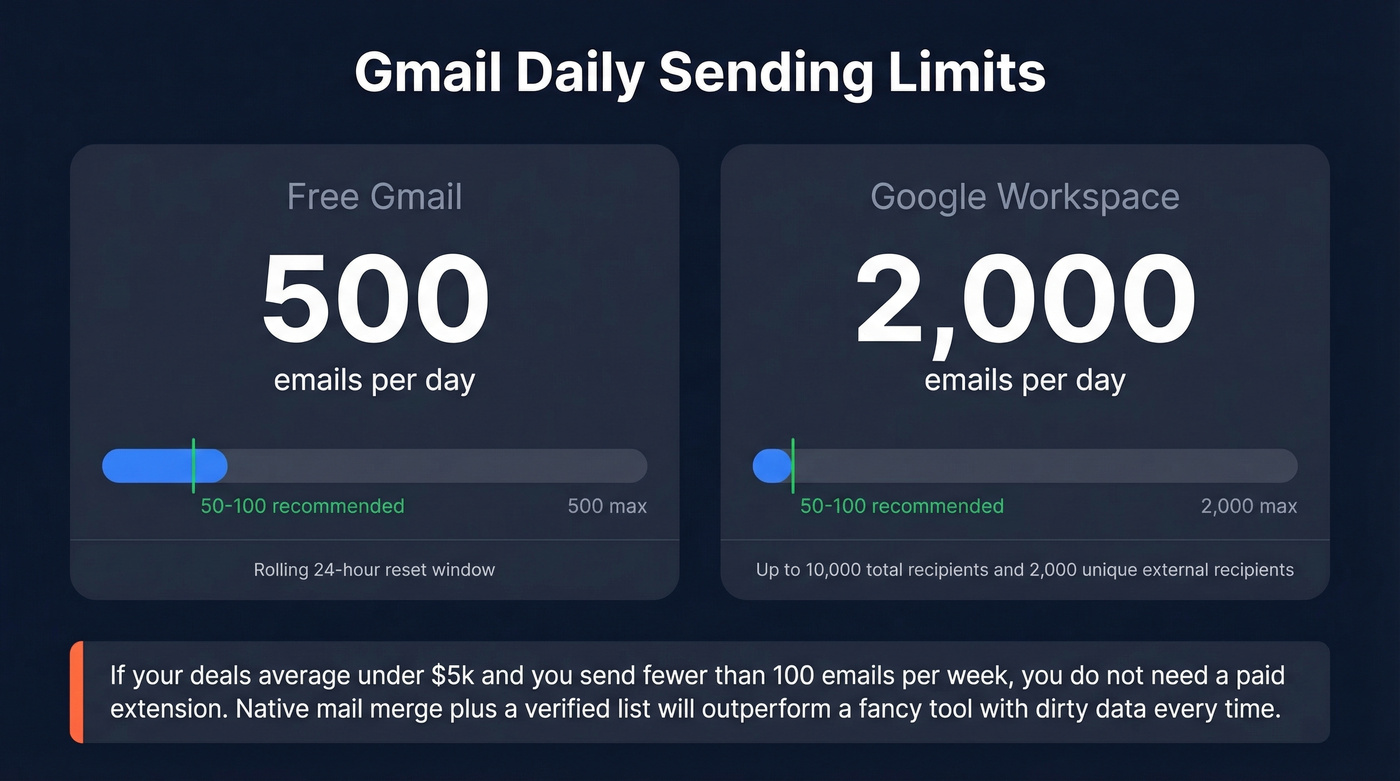 Gmail sending limits comparison for free vs Workspace accounts