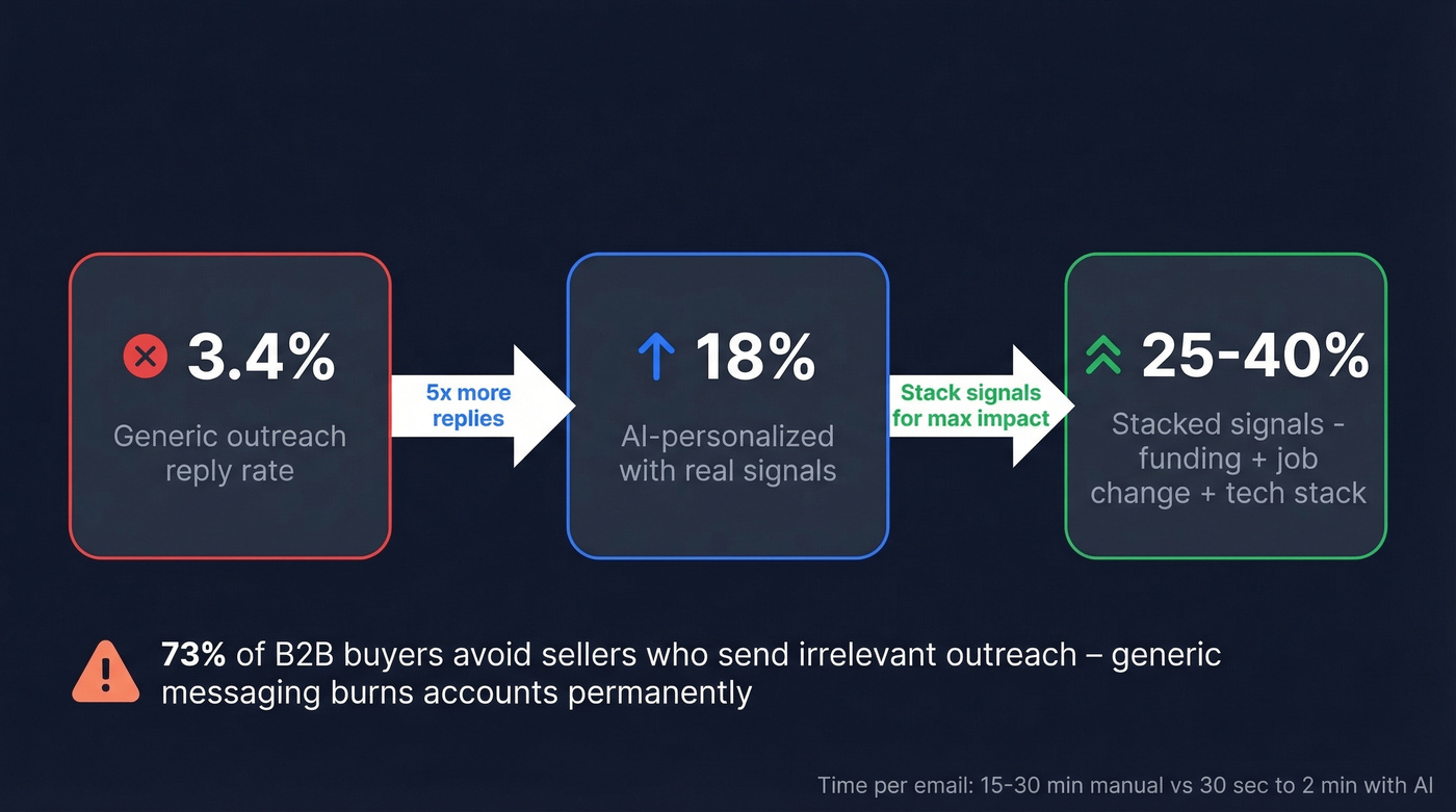 Reply rate comparison generic versus AI-personalized outreach