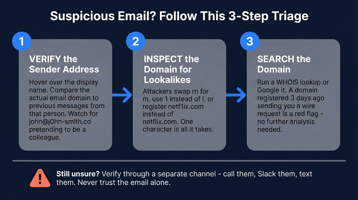 Three-step framework to triage suspicious emails quickly