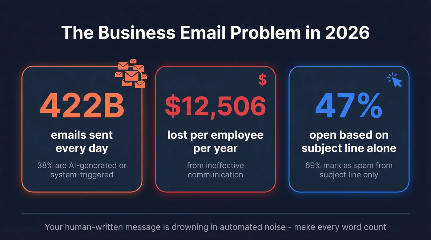 Key email statistics showing the problem with business emails