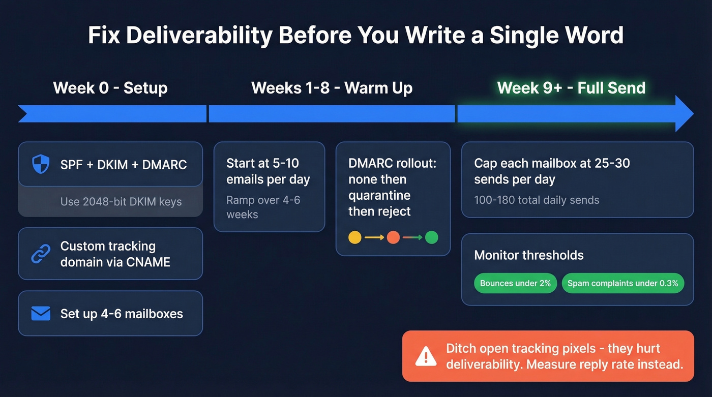Cold email deliverability setup checklist and timeline