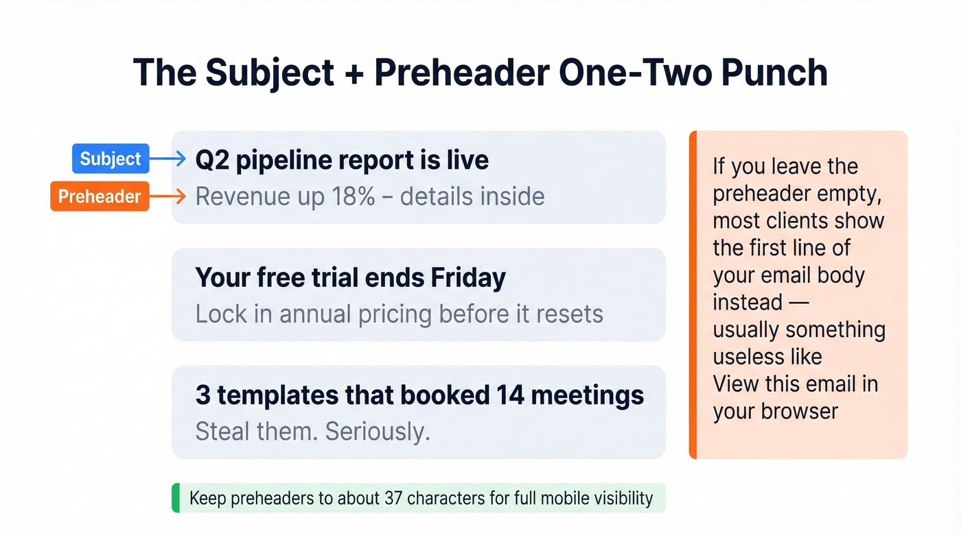 Subject line and preheader one-two punch visual examples