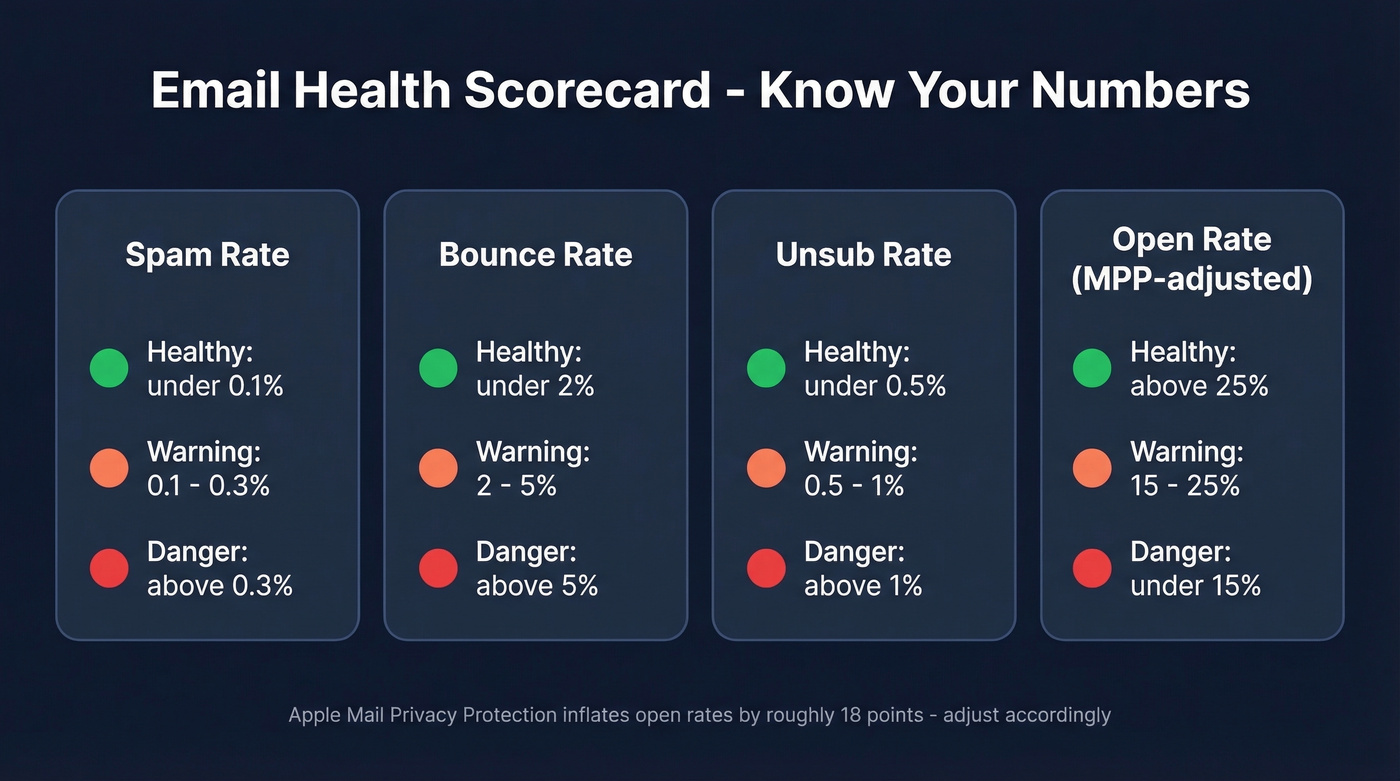 Email health metrics thresholds for HubSpot senders