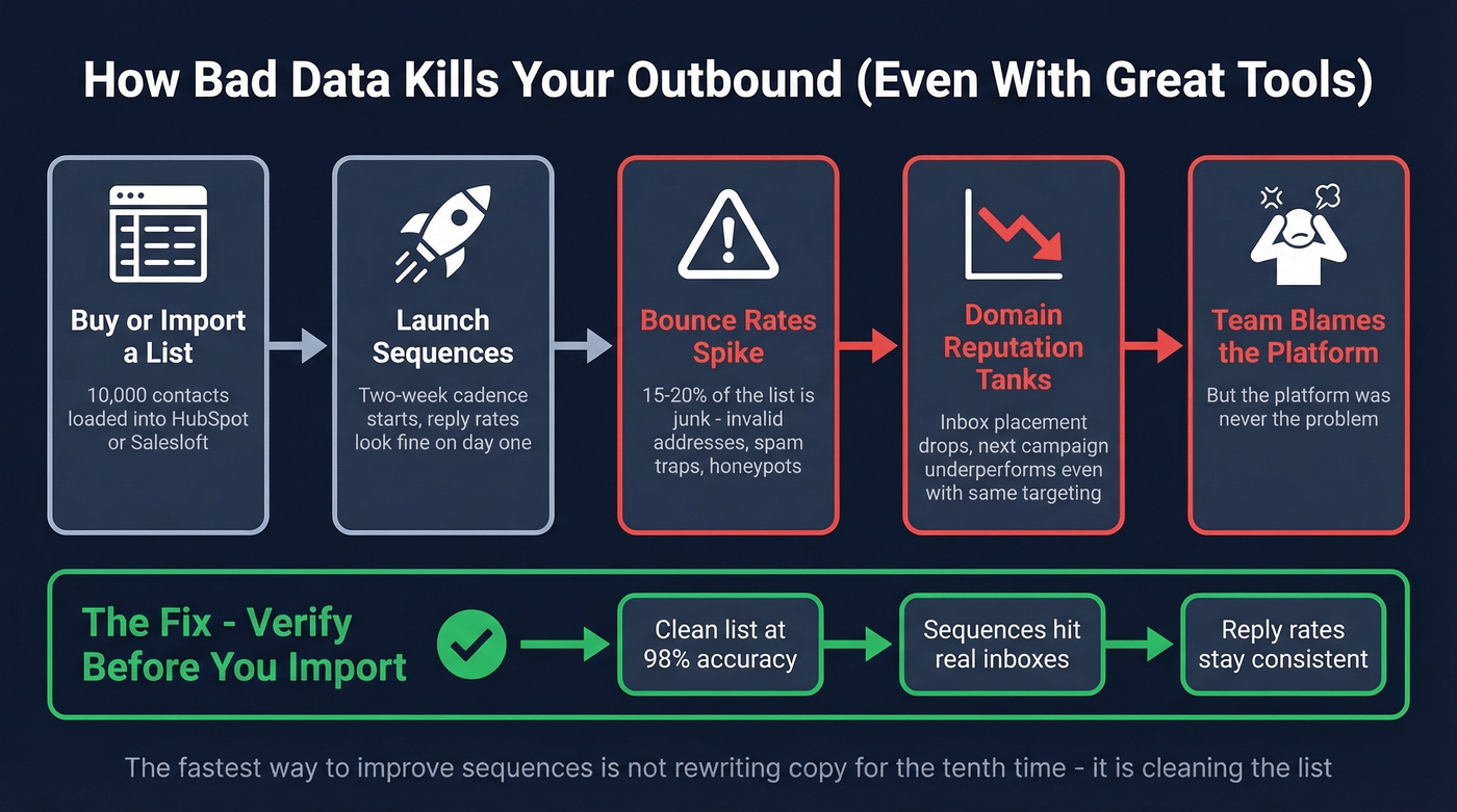 How bad data ruins outbound sequences step by step
