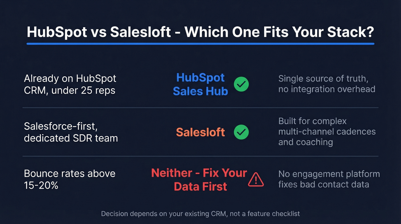 HubSpot vs Salesloft head-to-head comparison decision matrix