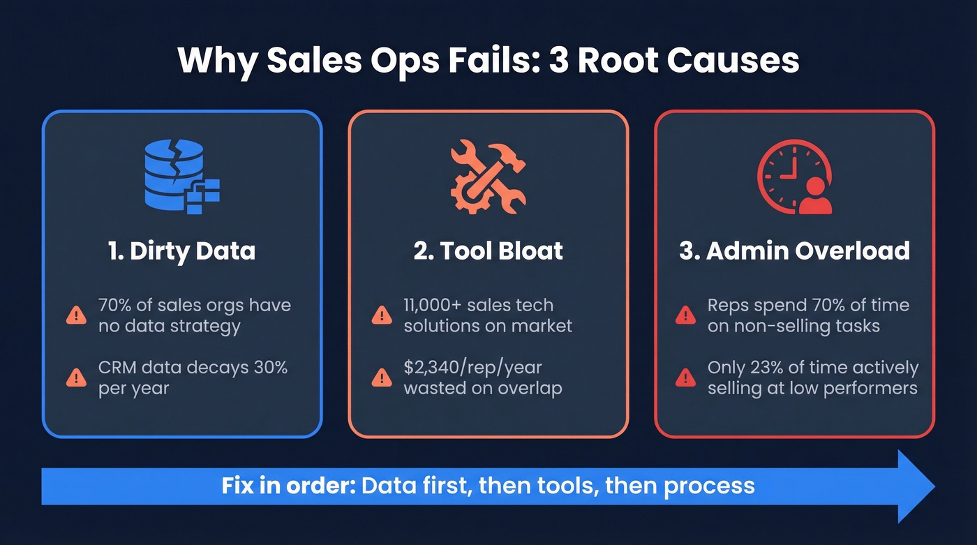 Three root causes of sales ops failure diagram