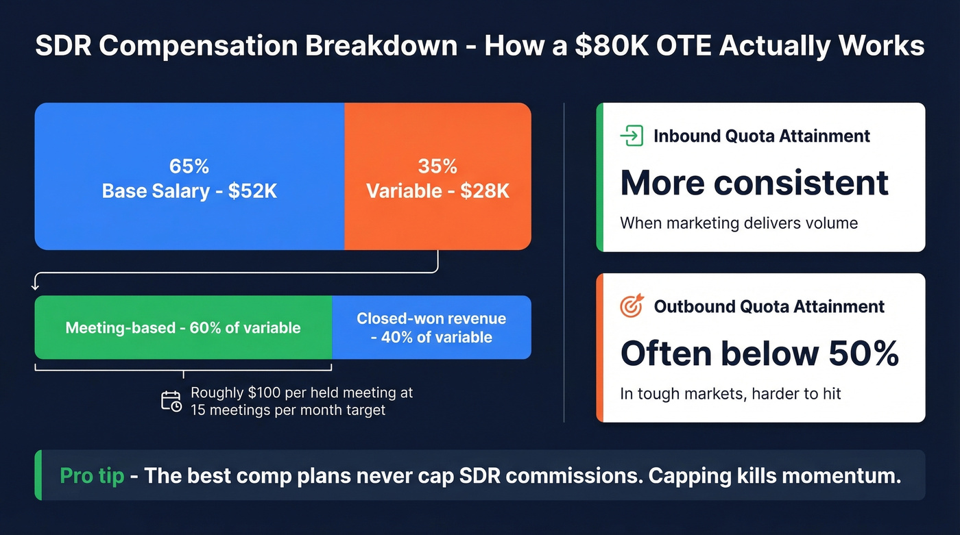SDR compensation breakdown with variable pay structure