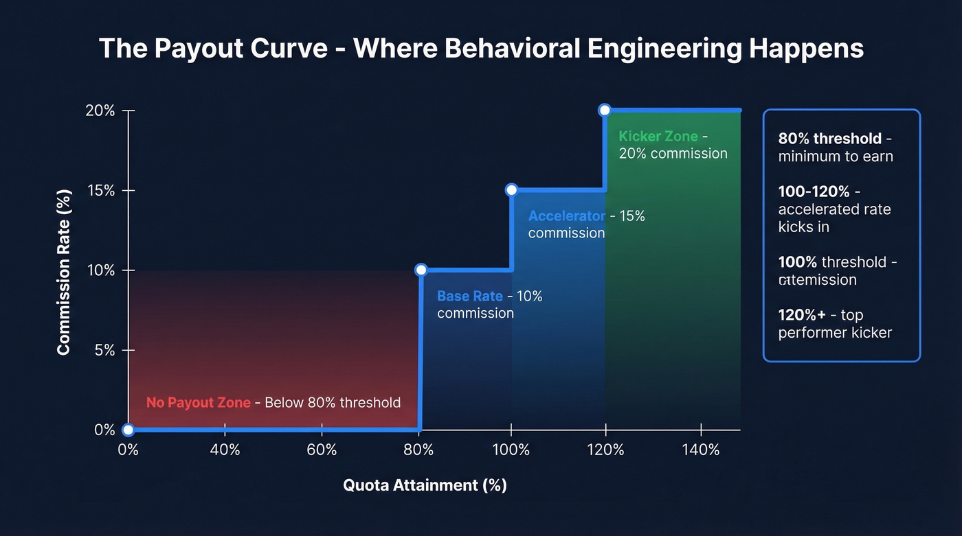 Payout curve diagram showing commission tiers