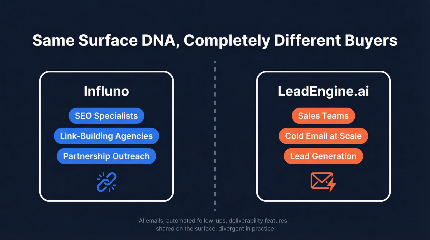 Influno vs LeadEngine.ai different target audiences diagram