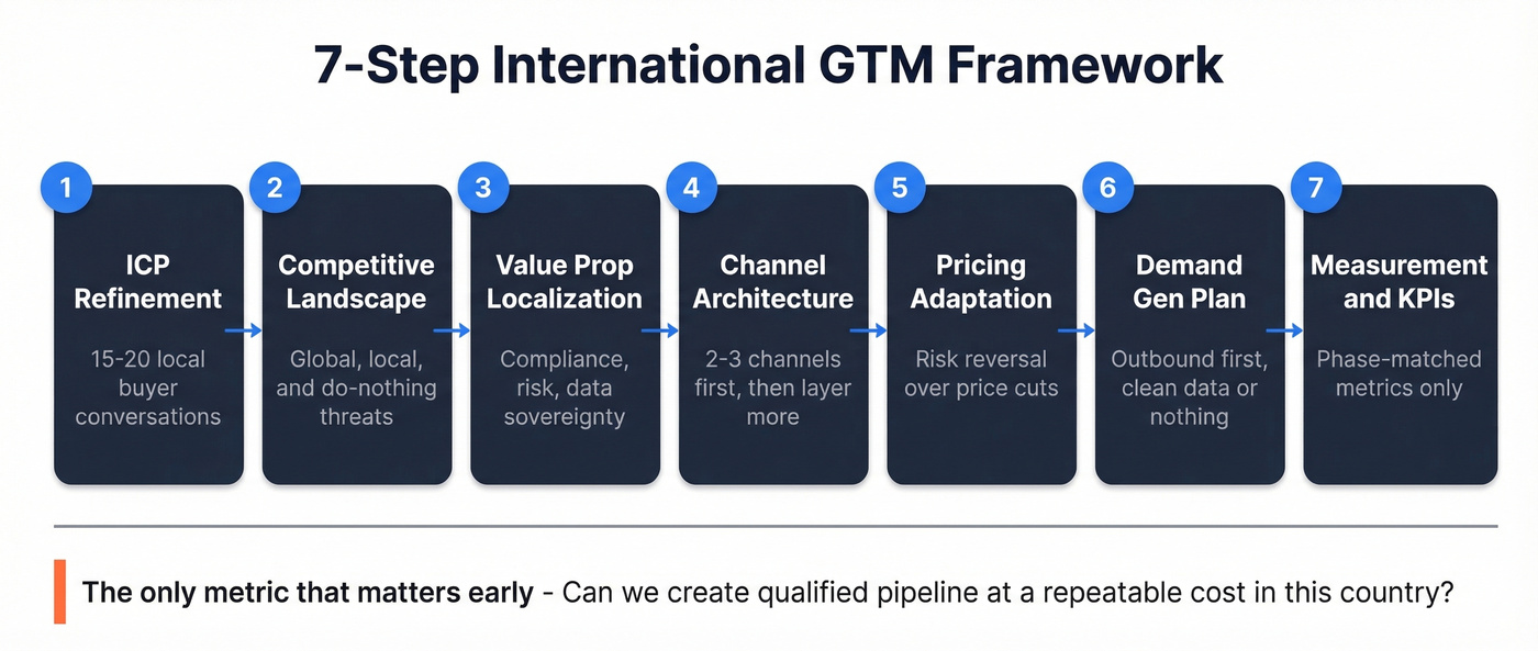 Seven-step international GTM framework process flow