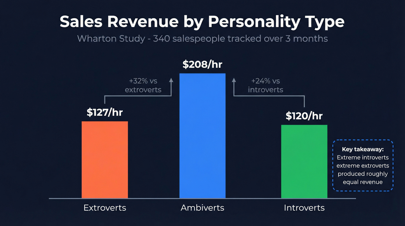 Bar chart comparing sales revenue by personality type